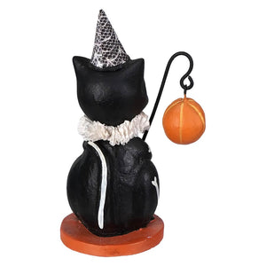 Skeleton Cat with Pumpkin Lantern - Halloween