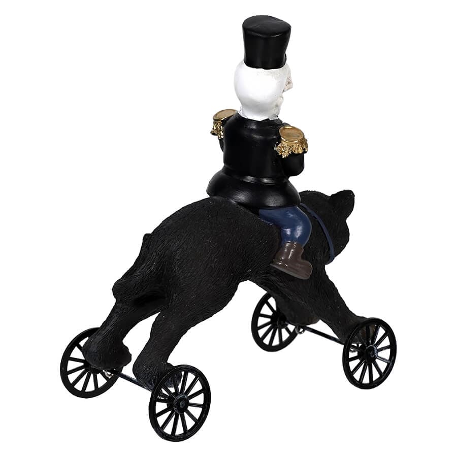 Skeleton Soldier Riding Black Cat Wheelie Figure - Halloween