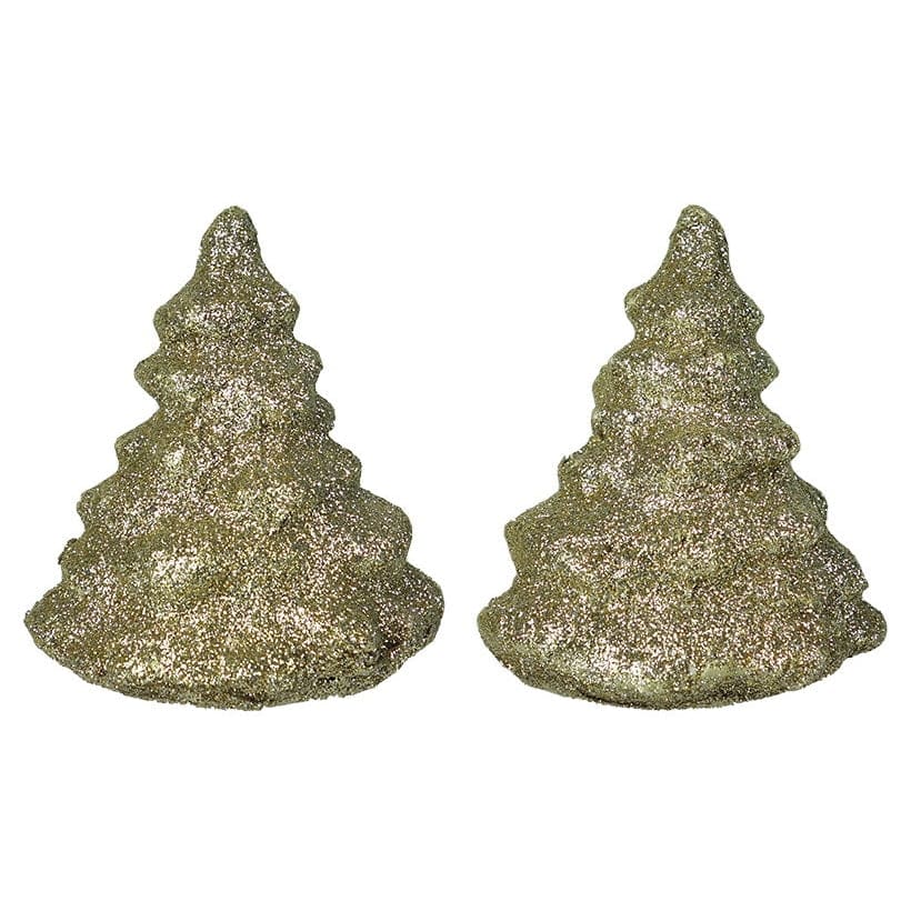 Small Champagne Frosted Tree Set/2