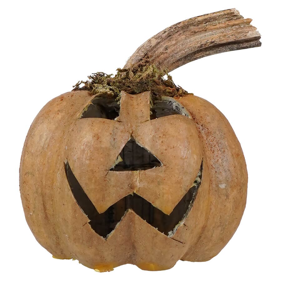 Small Handcrafted Mustard Pumpkin Jack-O’-Lantern - Halloween