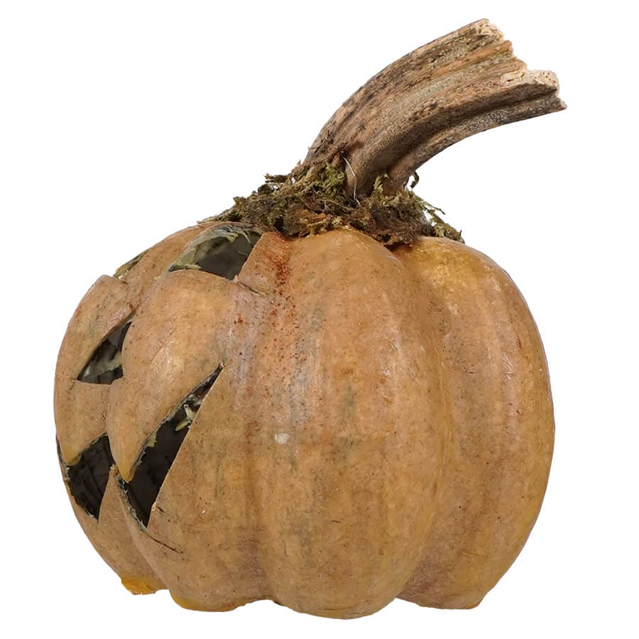 Small Handcrafted Mustard Pumpkin Jack-O’-Lantern - Halloween