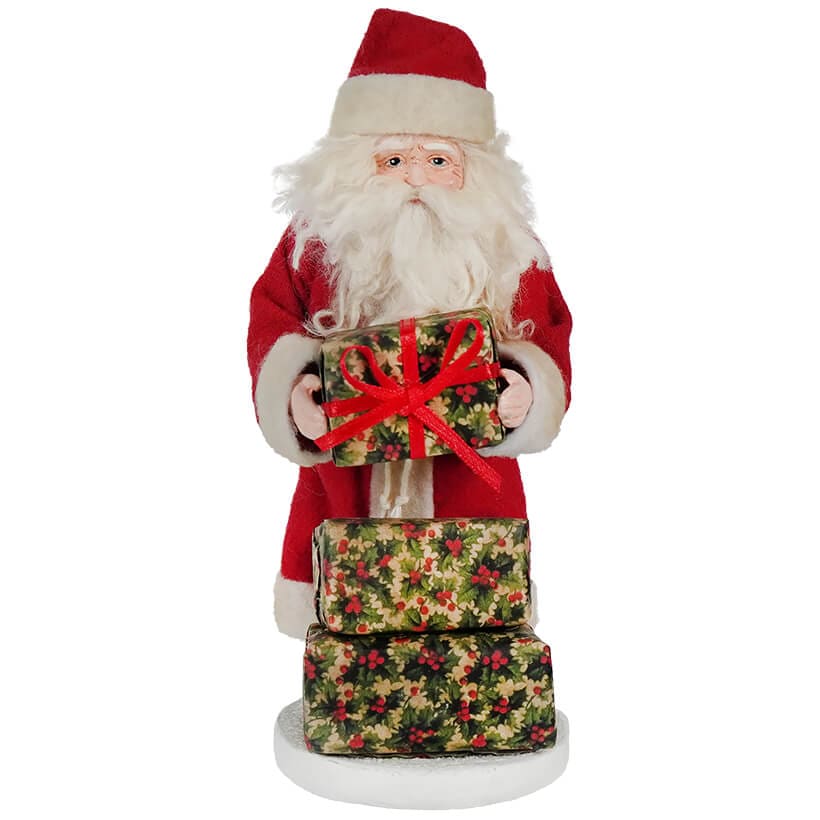 Small Village Santa Claus Holding Present