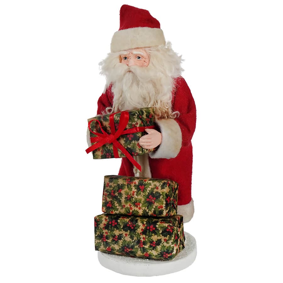 Small Village Santa Claus Holding Present