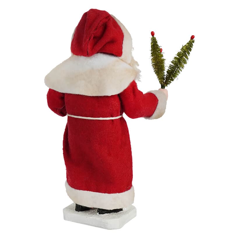 Small Village Santa Claus Holding Tree