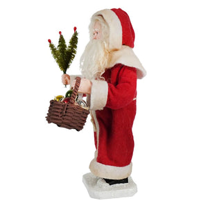 Small Village Santa Claus Holding Tree