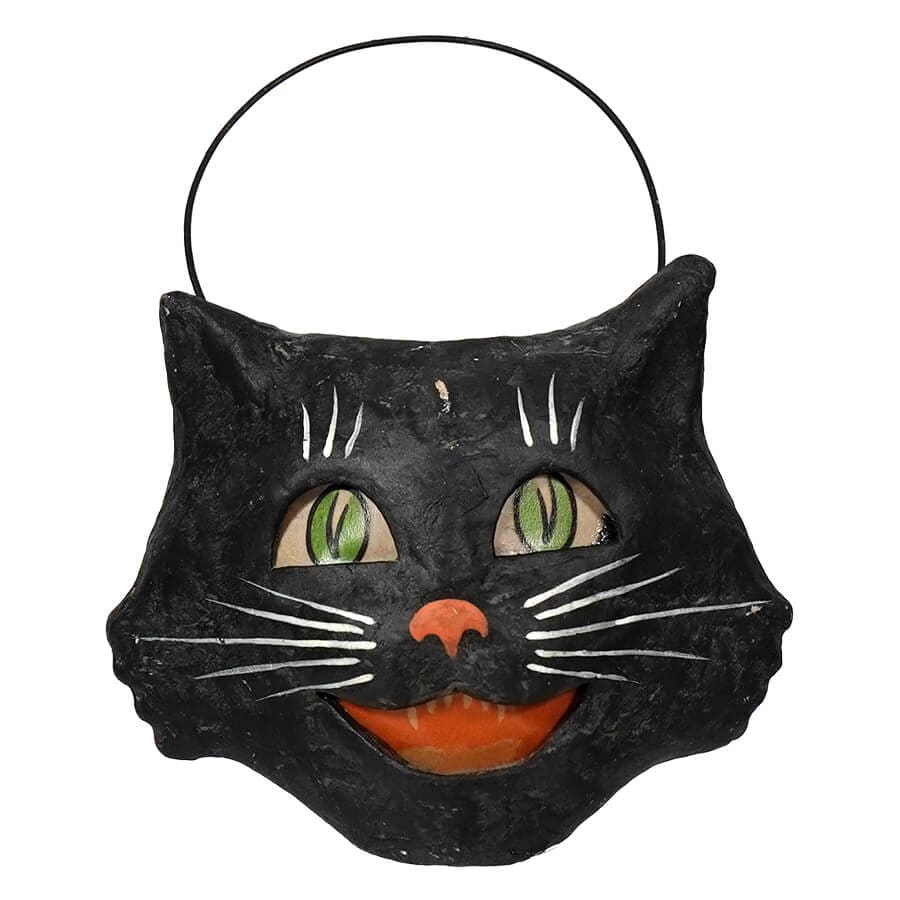 Small Vintage Happy Cat Bucket Ornament