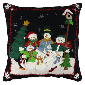Snow Family Gathered Together Pillow