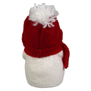 Festive red and white bethany lowe designs snowboy figurine with glittery body and plush hat for christmas snowman decor