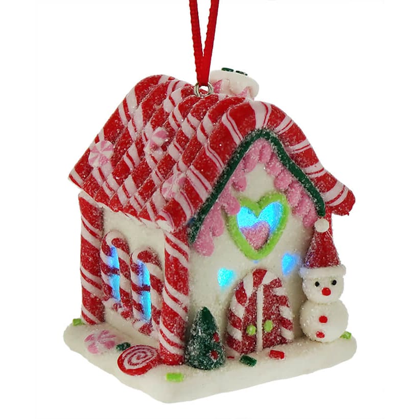 Snowman Lighted Candy House Ornament - Ornaments