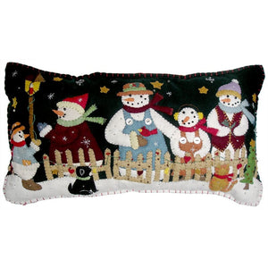 Snowmen At Fence Pillow