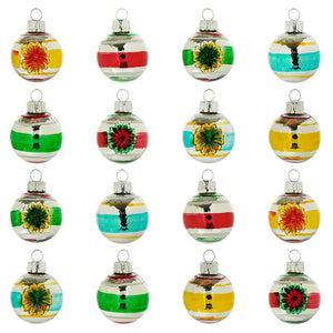 Solid & Reflector Glass Ball Ornaments Set/16