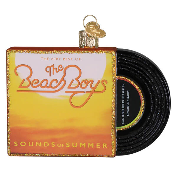 Sounds of summer album cover ornament featuring colorful beach boys album art in a round ceramic design