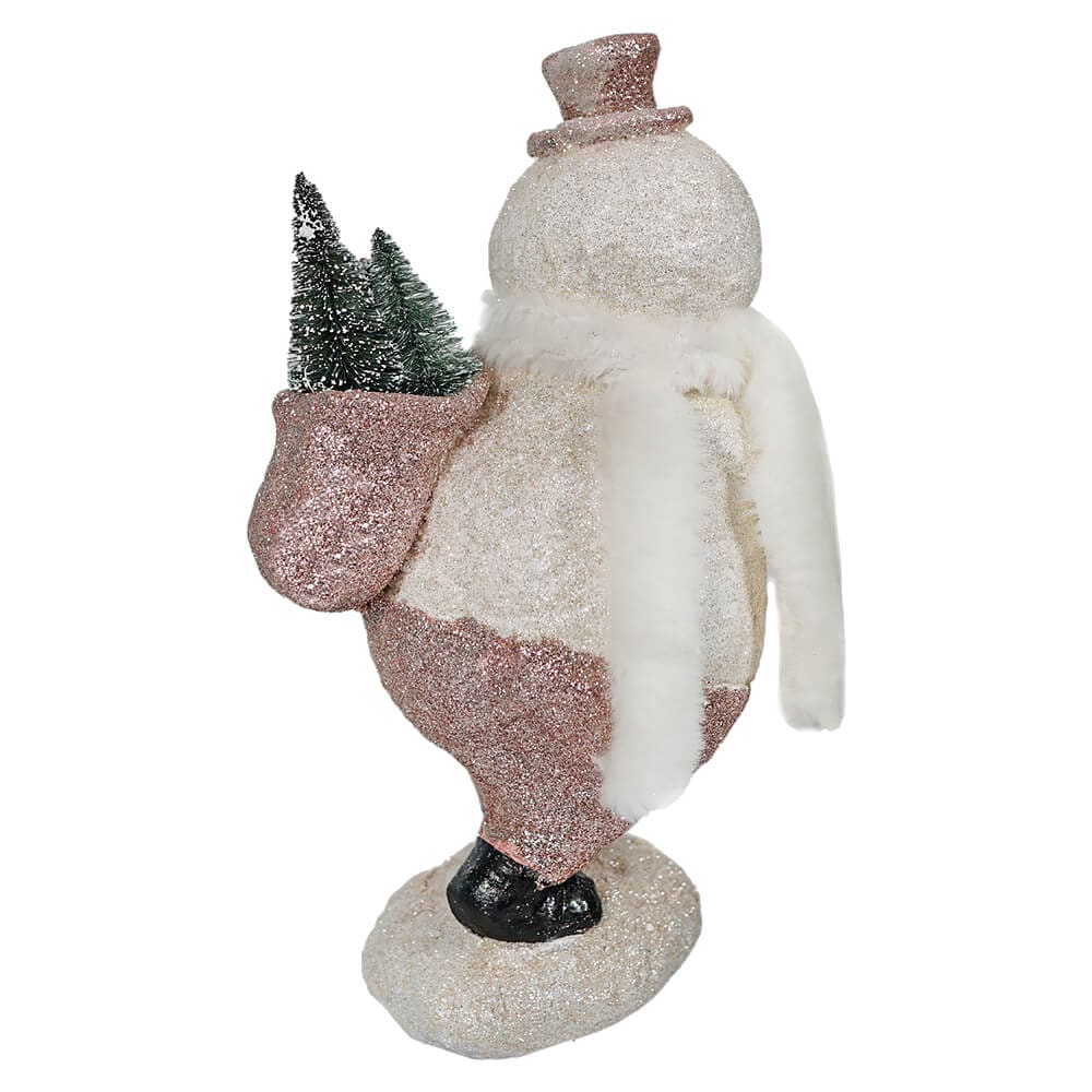 Sparkle Snowman Carrying Sack Of Trees