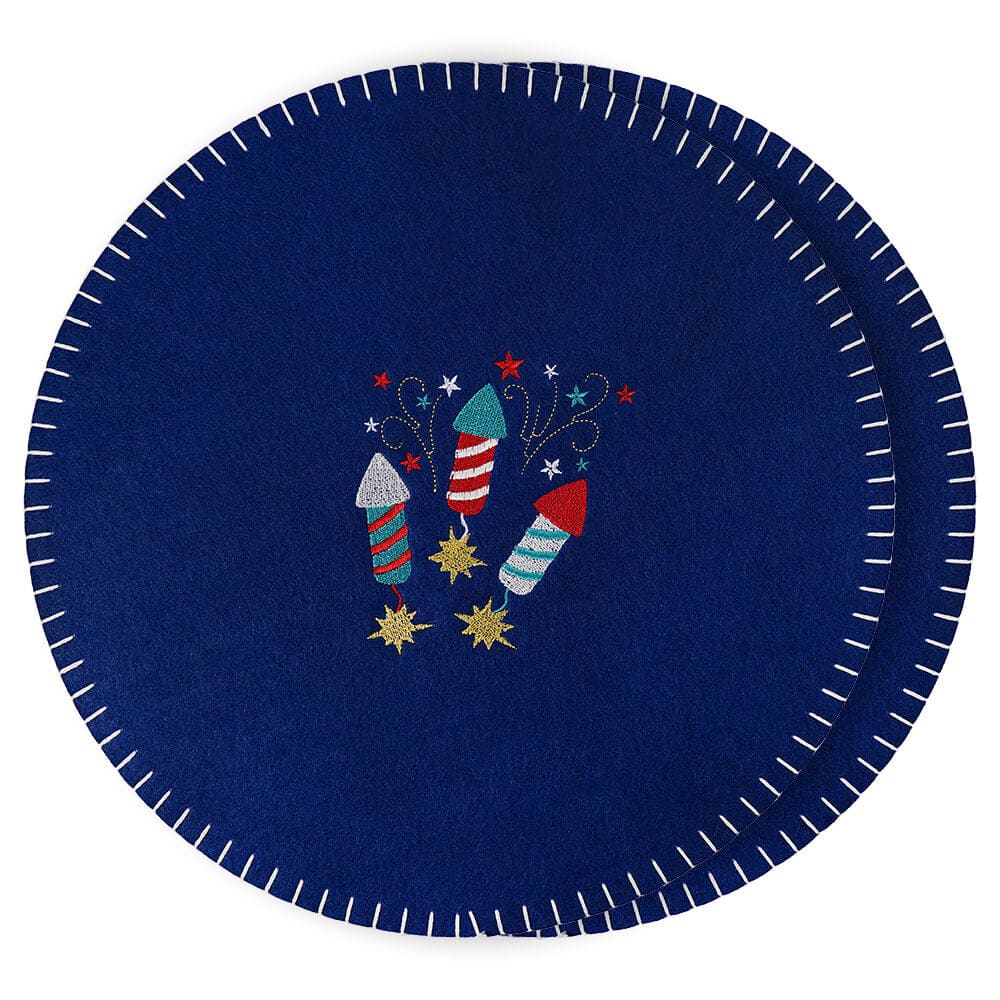 Sparkler Felt Round Placemats Set/2