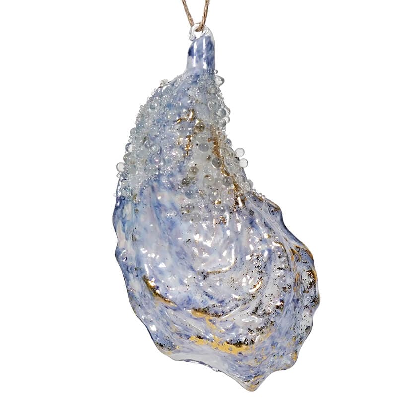 Sparkling Blue Oyster With Pearl Ornament