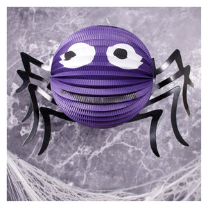 Purple spider accordion paper sitter decoration set with black legs and white eyes accordion paper piece for party decor