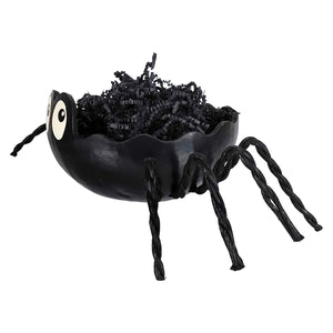 Black spider gourd candy dish with glossy finish and twisted legs by meadowbrooke gourds artisans unique artisan piece