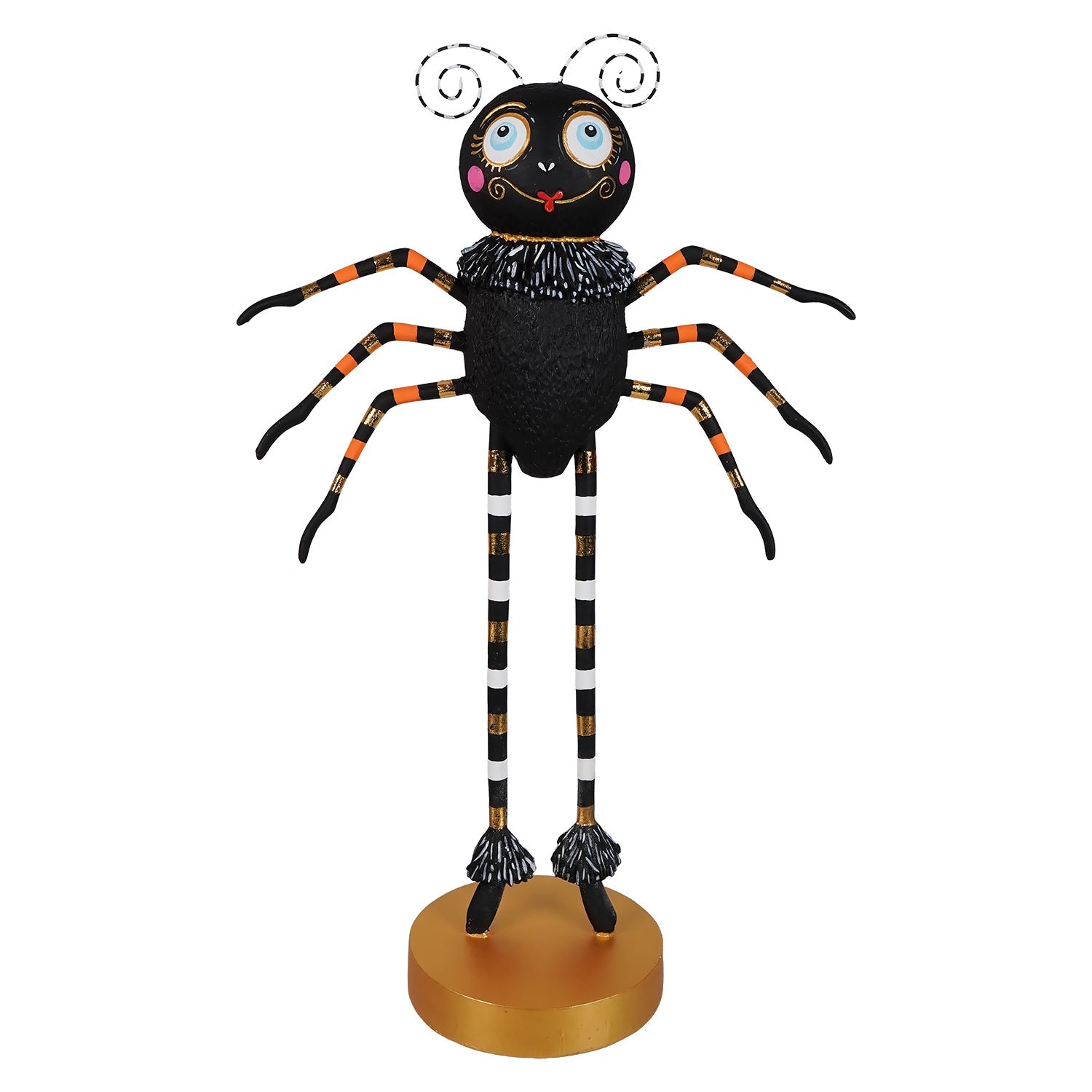 Black whimsical spider figurine from spinderella halloween kook spider tabletop edition for halloween decorations