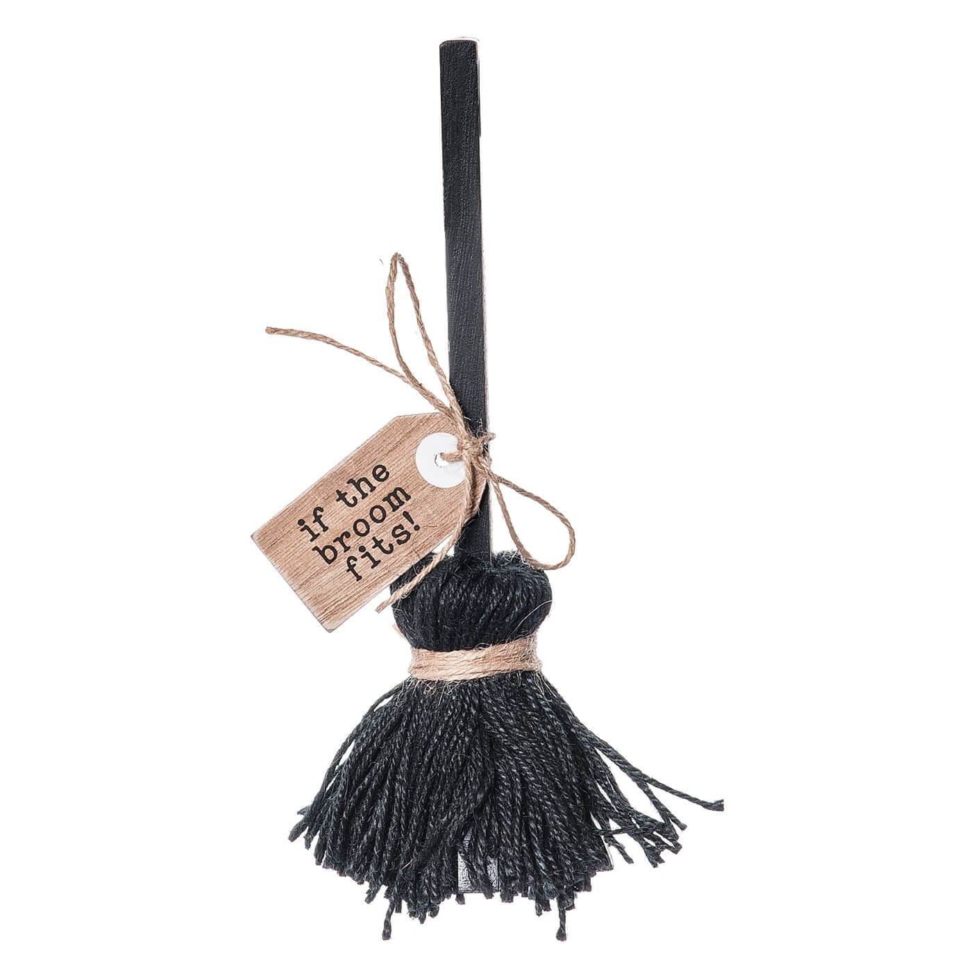 Spooky Black Broom Decor - Halloween