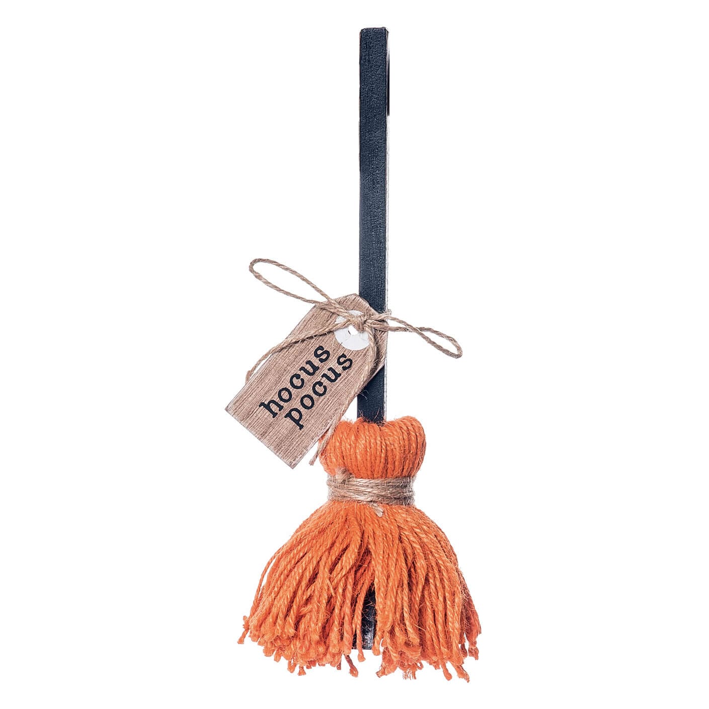 Spooky Orange Broom Decor - Halloween