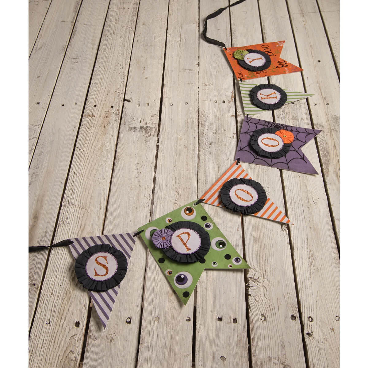 Spooky pennant garland by bethany lowe design with colorful halloween garlands featuring letters and googly eyes