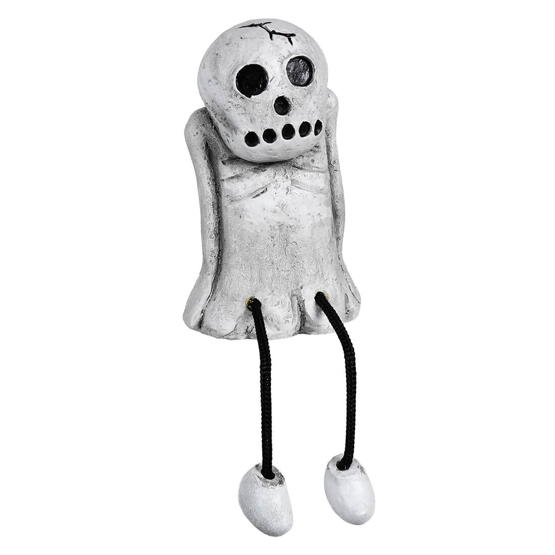 Sitting white skeleton figurine halloween spooky skull shelf sitter perfect creepy shelf sitter decor