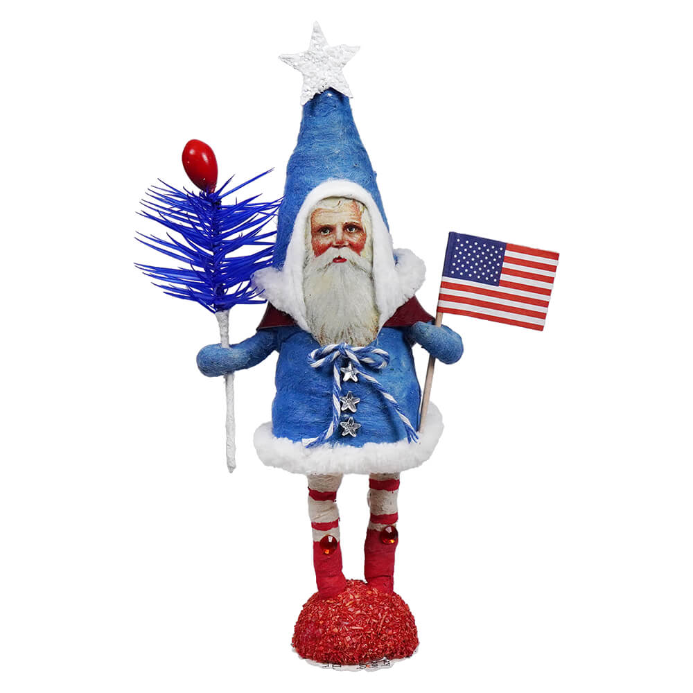 Spun Cotton 4th Of July Mr. Independence Day Santa Figure - Patriotic