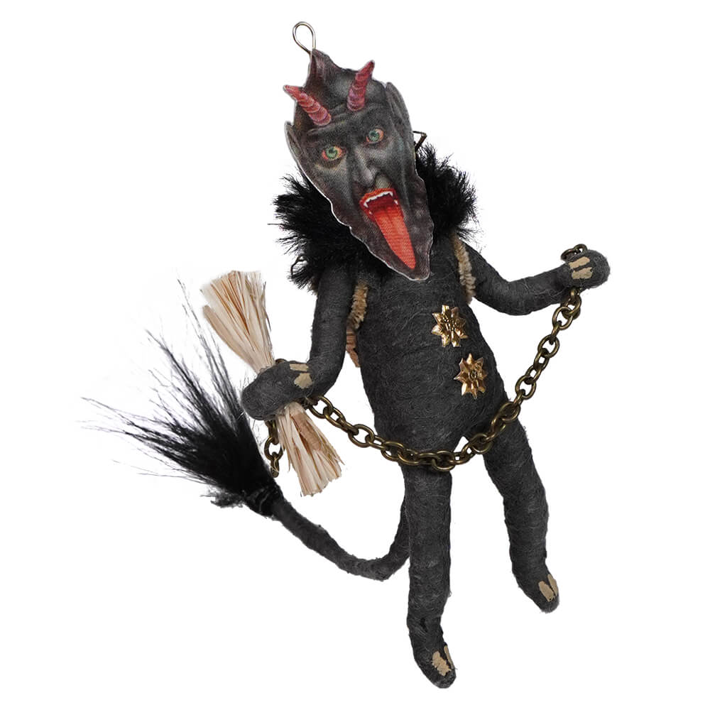 Spun Cotton Black Krampus Freestand Ornament - Ornaments