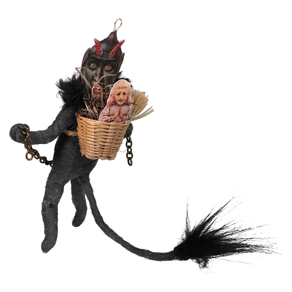 Spun Cotton Black Krampus Freestand Ornament - Ornaments