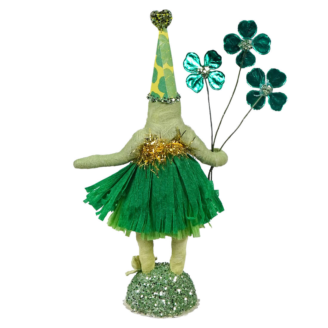 Spun Cotton Clover Patch Girl Figure - St. Patrick’s Day