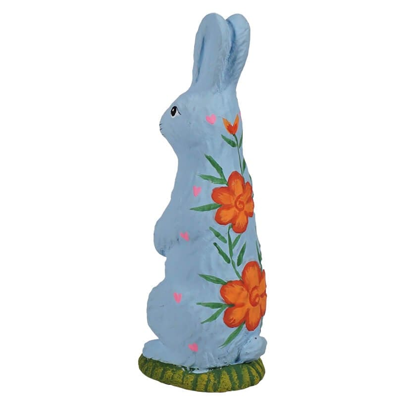 Standing Hand Painted Light Blue Chocolate Bunny