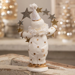 White ceramic star light snowman figurine with gold polka dots and star party hat by bethany lowe designs christmas snowman figures and decor