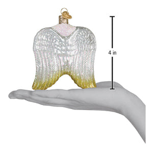 Sterling angel wings ornament with silver and gold gradient glass texture radiant angel ornament for lighted decor