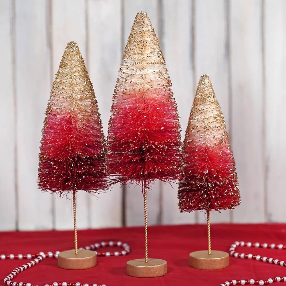 Strawberries & Cream Bottle Brush Trees Set/3