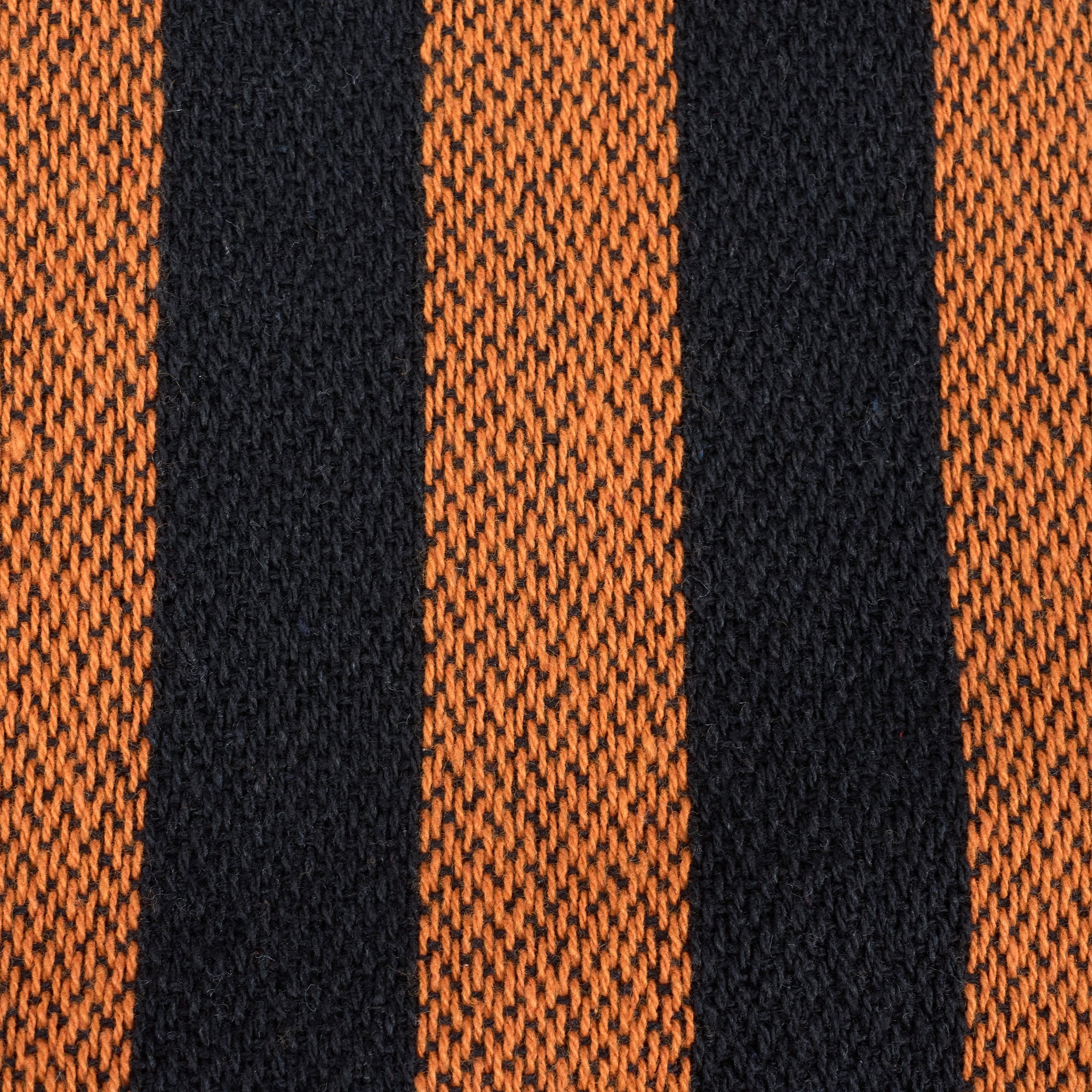 Black and orange striped knit tie featured on a striped halloween runner perfect for holiday table runners and halloween runners