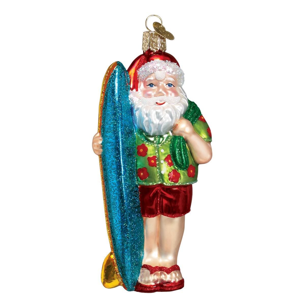 Surfer Santa Ornament