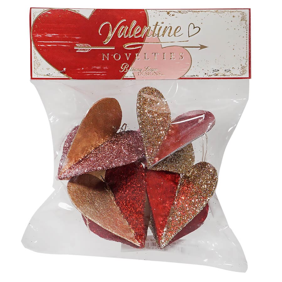 Sweet Heart Glitter Foil Ornaments Set/4