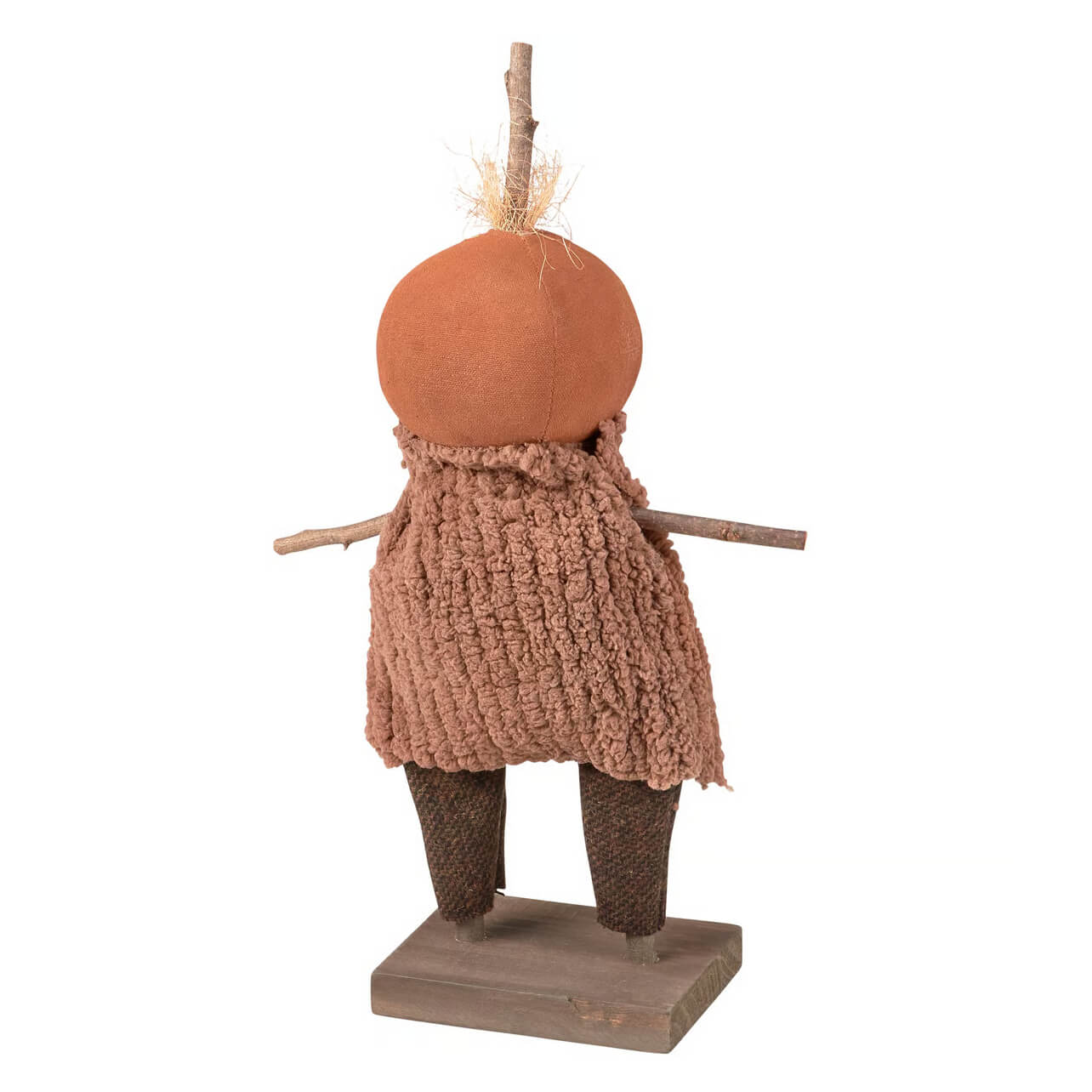 Sweet oscar standing pumpkin doll with a terracotta head and woolen coat handcrafted rustic scarecrow figurine