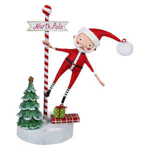 Whimsical swinging santa figurine in red and white perfect for a childs christmas figures and holiday decorations ornaments