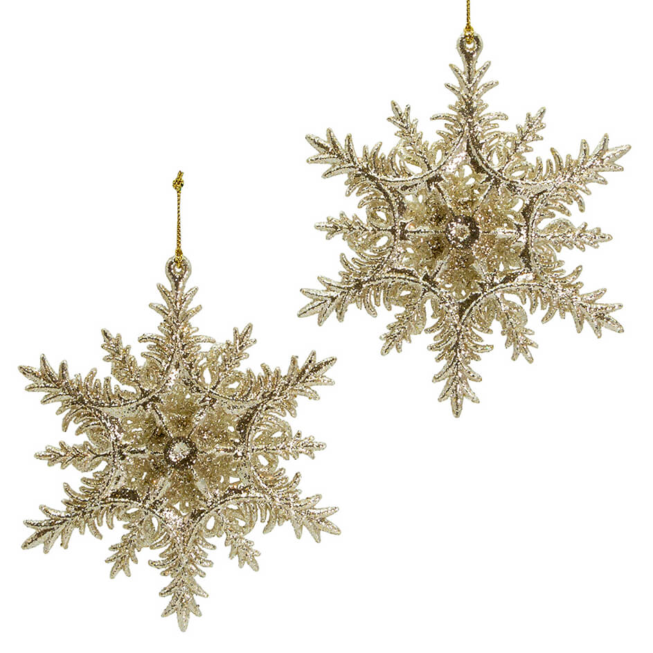 Platinum Pearl & Gem Snowflake Ornaments Set/2