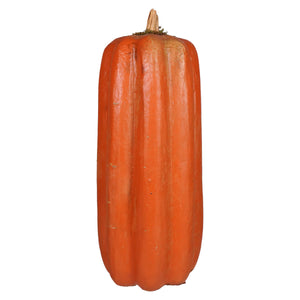 Tall orange pumpkin with textured ribbed surface and natural stem hand-painted paper mache by raggedy junction design