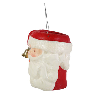 Red and white tall santa bucket candle ornament with a gold bell by bethany lowe design for christmas buckets and lanterns