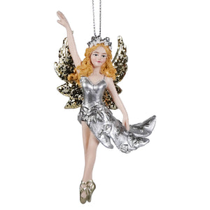 Silver fairy ballerina ornament in taupe and silver resin by kurt adler perfect holiday decor kurt adler ornament