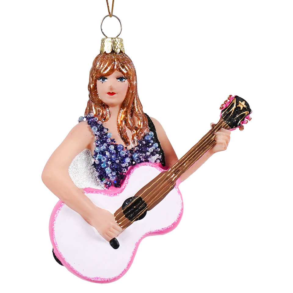 Taylor Swift Playing Guitar Glass Ornament - Christmas