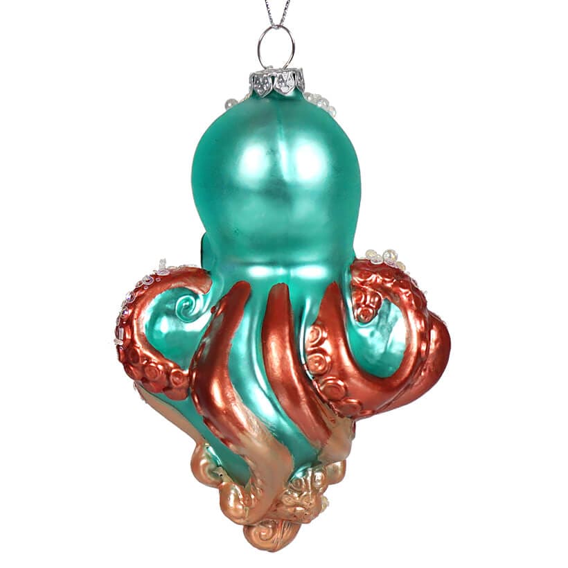 Teal & Coral Octopus Ornament