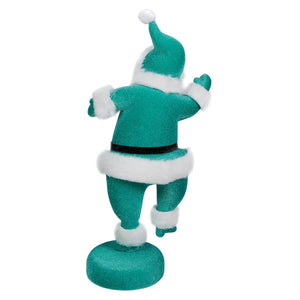 Teal Flocked Dancing Santa - Christmas