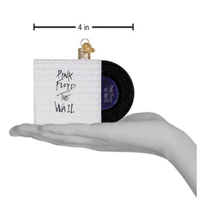 White brick patterned pink floyd ornament with black vinyl record design perfect music ornament for wall album fans