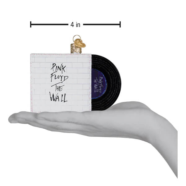 White brick patterned pink floyd ornament with black vinyl record design perfect music ornament for wall album fans