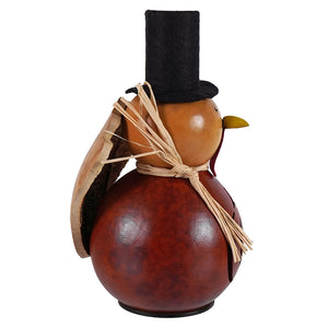 Handcrafted turkey gourd ornament named theodore miniature gourd by meadowbrooke gourds with amber head and wooden wing