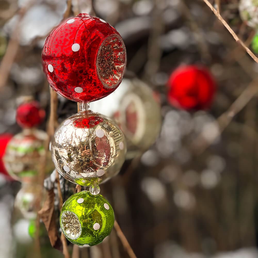 Three Ball Drop With Polka Dots Ornament